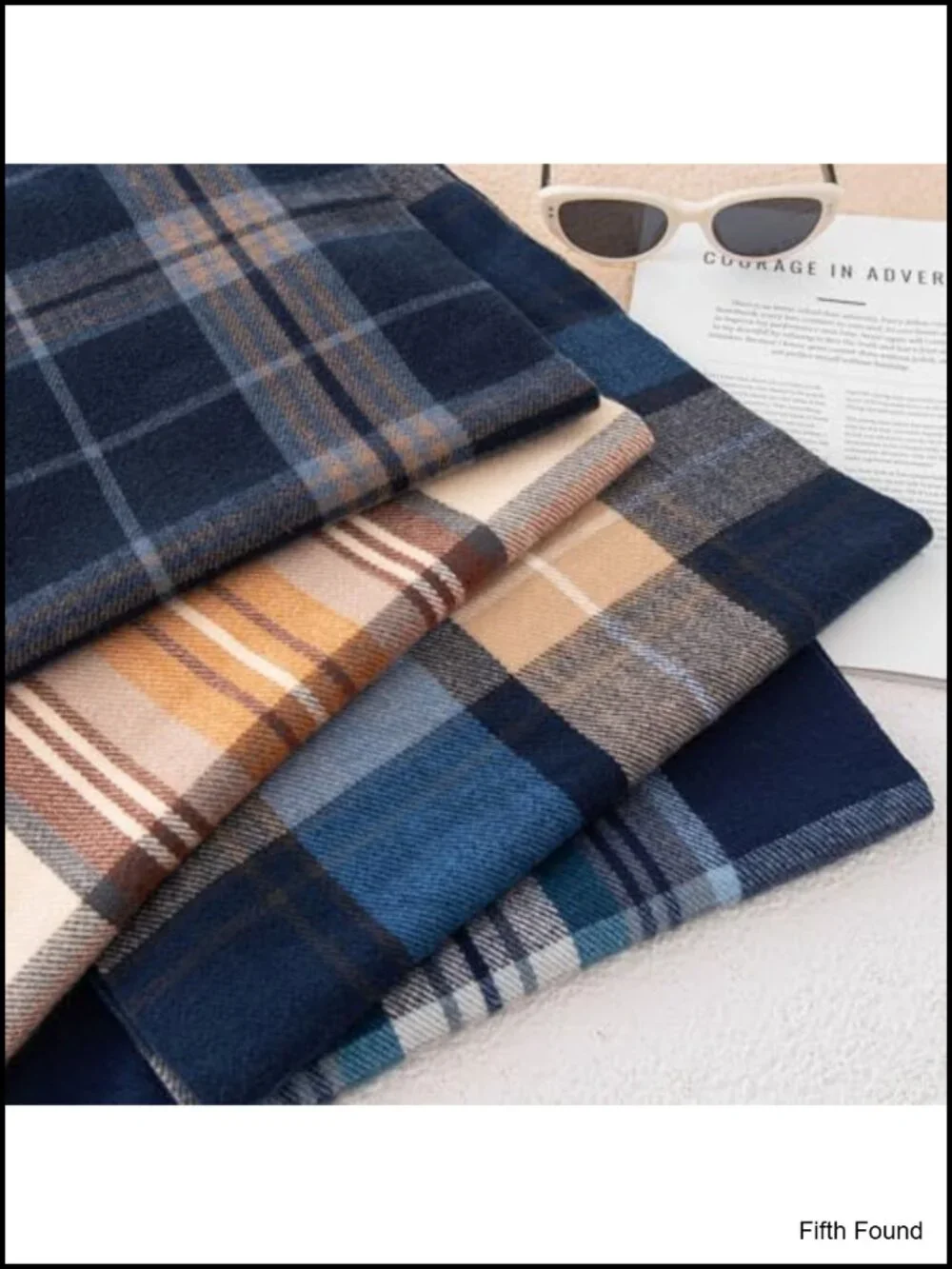 Plaid Scarf Oversized Shawl Wrap Tassel Winter Blanket